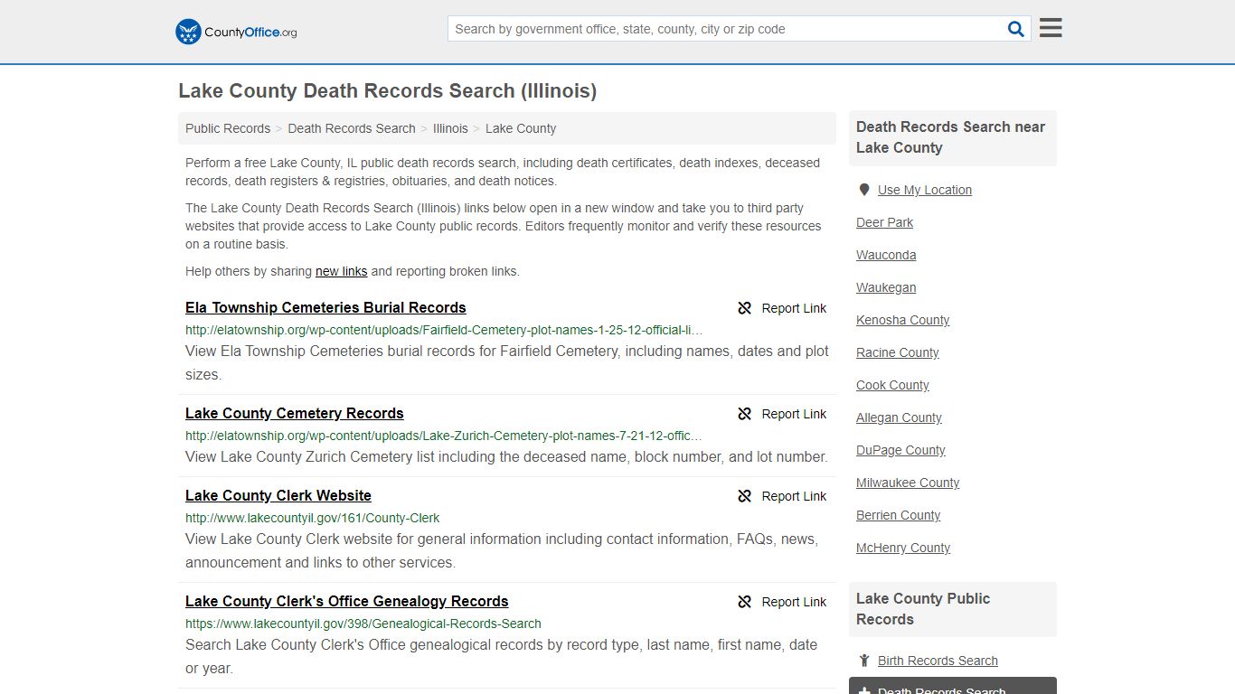 Death Records Search - Lake County, IL (Death Certificates ...